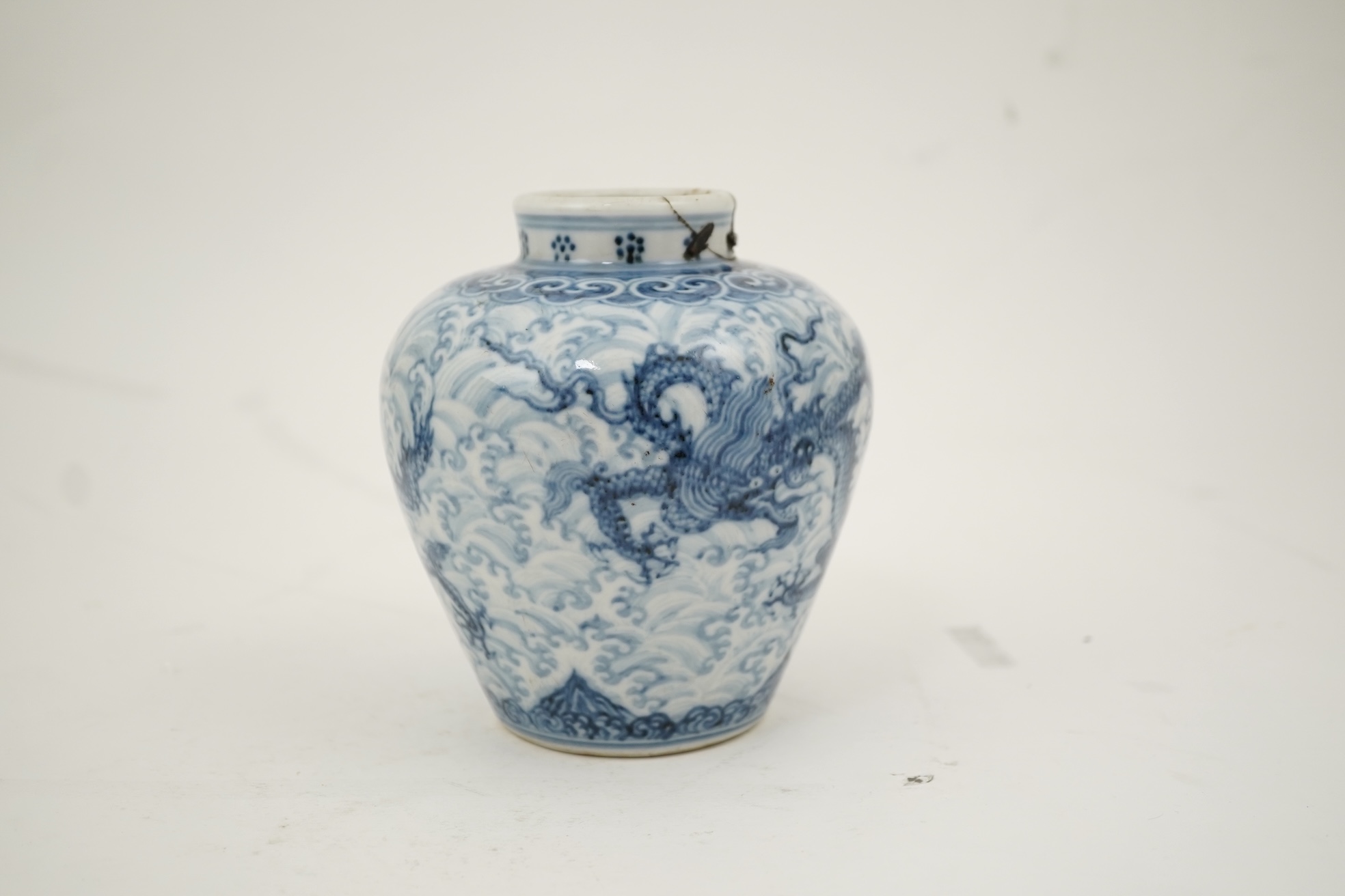 A Chinese blue and white 'dragon' vase, probably Qing dynasty